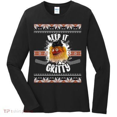 Keep It Gritty Ugly Christmas Sweater Women's Long Sleeve Shirt