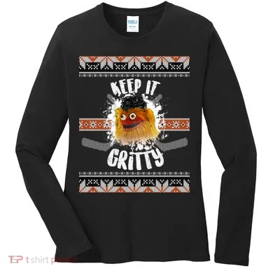 Keep It Gritty Ugly Christmas Sweater Women's Long Sleeve Shirt