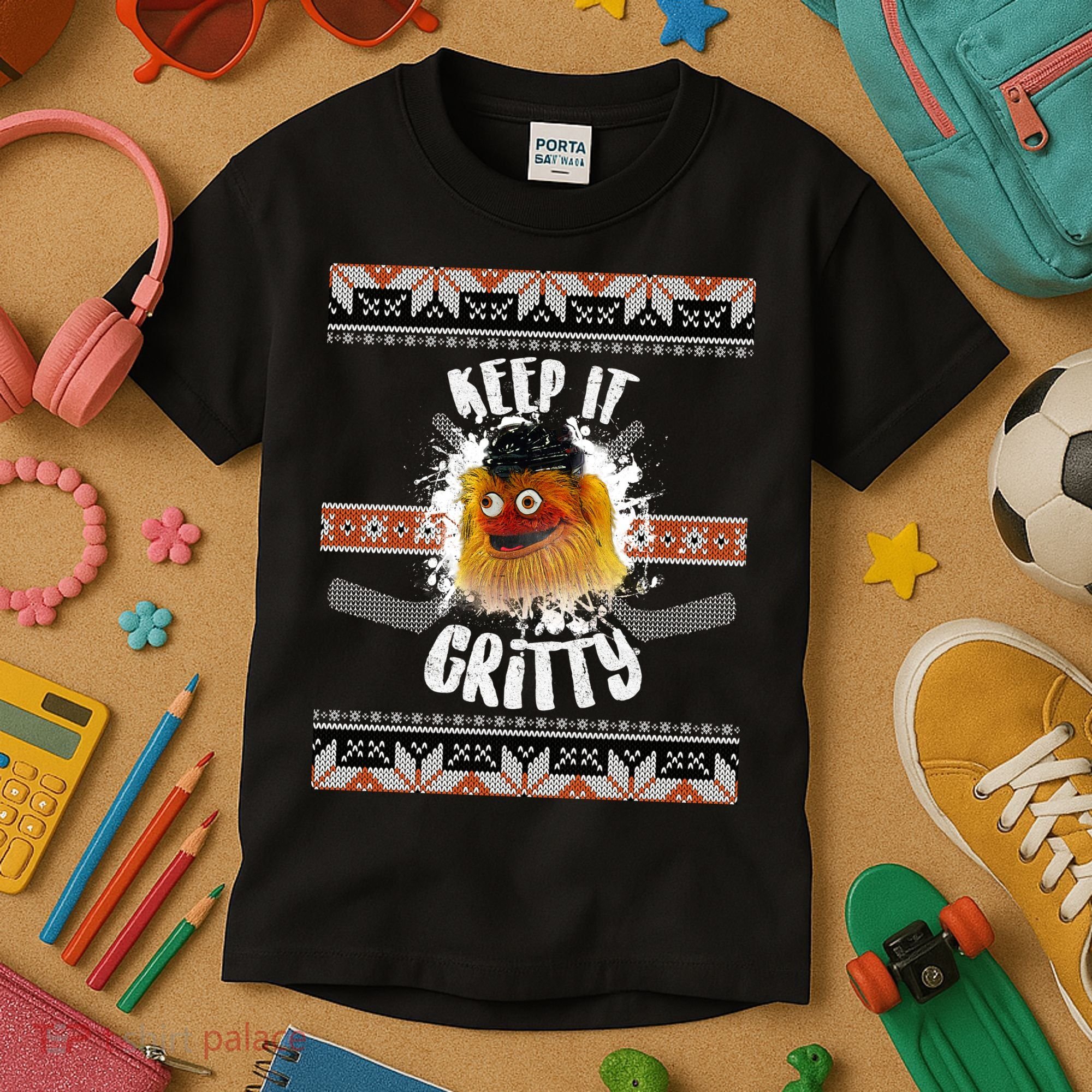 Keep It Gritty Ugly Christmas Sweater Kids T-Shirt