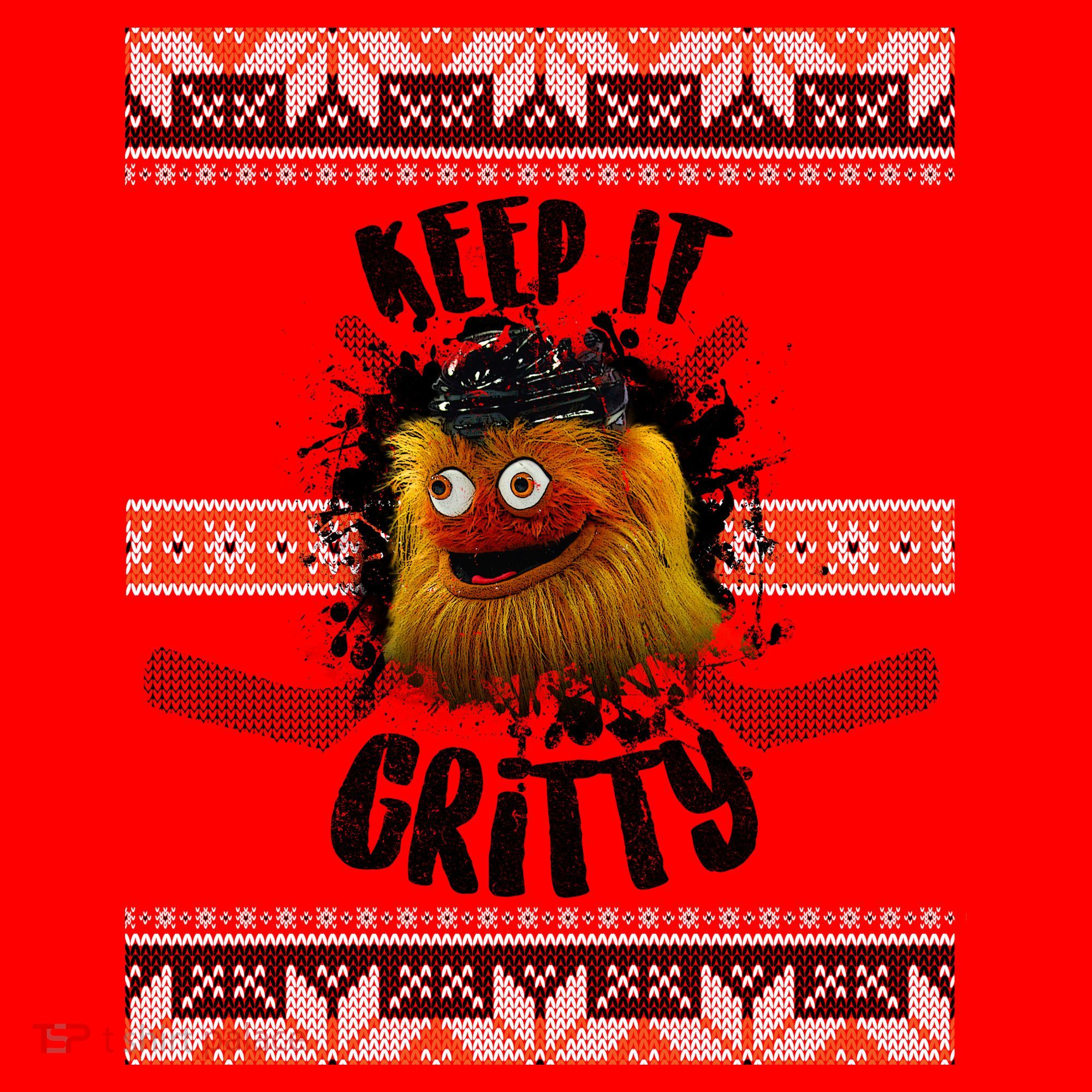 Keep It Gritty Ugly Christmas Sweater Santa Hat