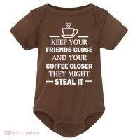 Keep Your Friends Close And Your Coffee Closer Baby Bodysuit thumb 0