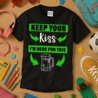 Keep Your Kiss I'm Here For The Beer Kids T-Shirt thumb 3