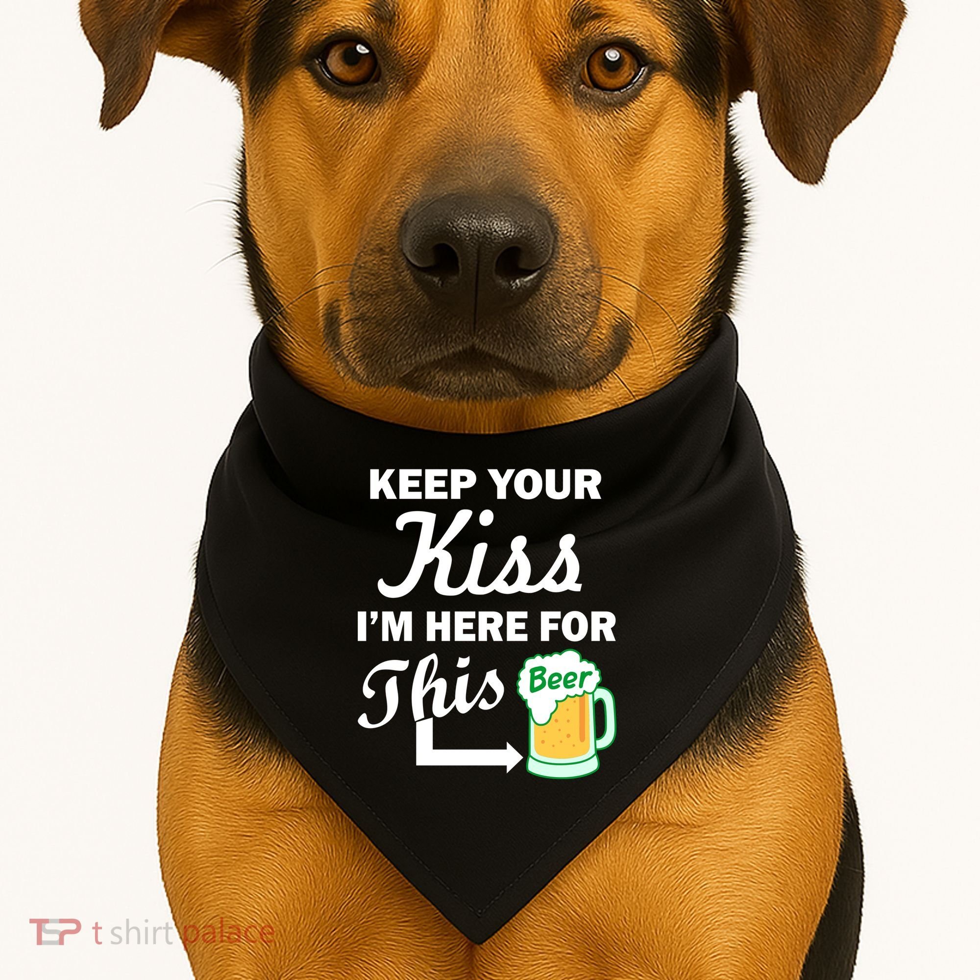 Keep Your Kiss I'm Here For This Beer USA-Made Doggie Bandana
