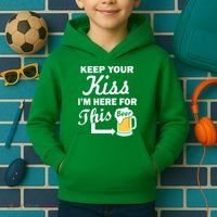 Keep Your Kiss I'm Here For This Beer Kids Hoodie thumb 2