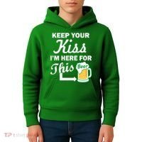 Keep Your Kiss I'm Here For This Beer Kids Hoodie thumb 4