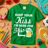 Keep Your Kiss I'm Here For This Beer Kids T-Shirt thumb 3