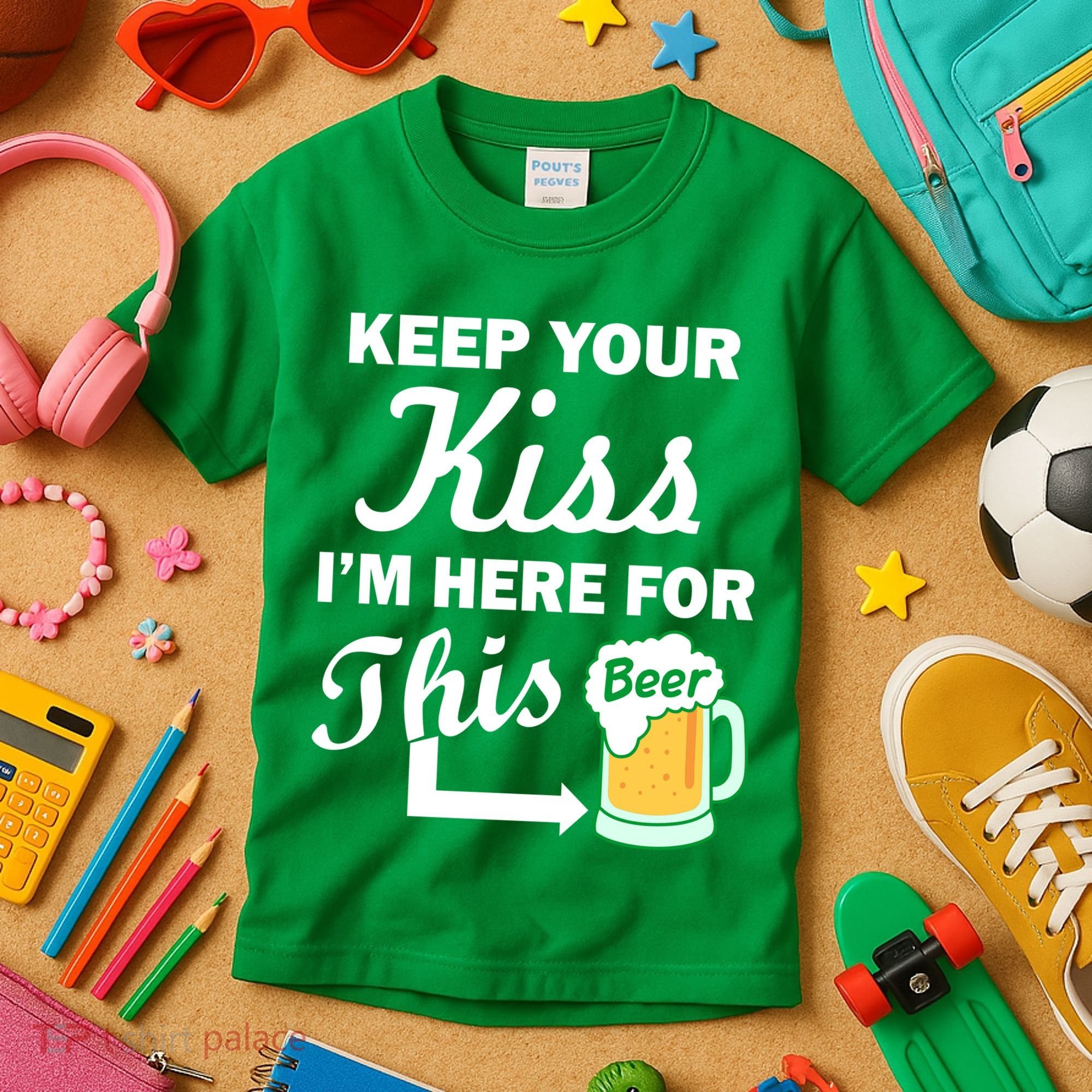 Keep Your Kiss I'm Here For This Beer Kids T-Shirt