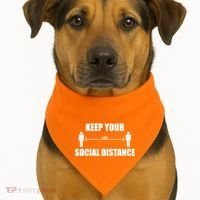 Keep Your Social Distance 6 Feet USA-Made Doggie Bandana thumb 1
