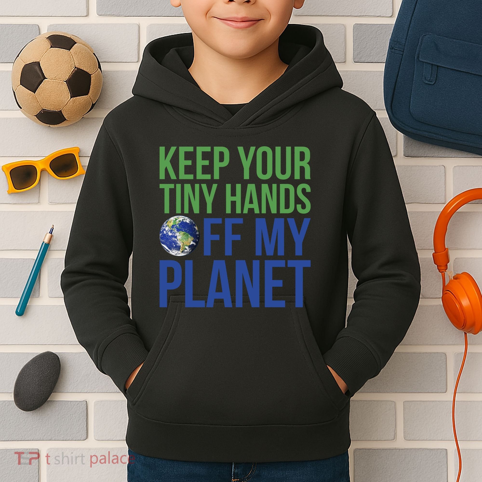 Keep Your Tiny Hads Off My Planet Earth Photo Kids Hoodie