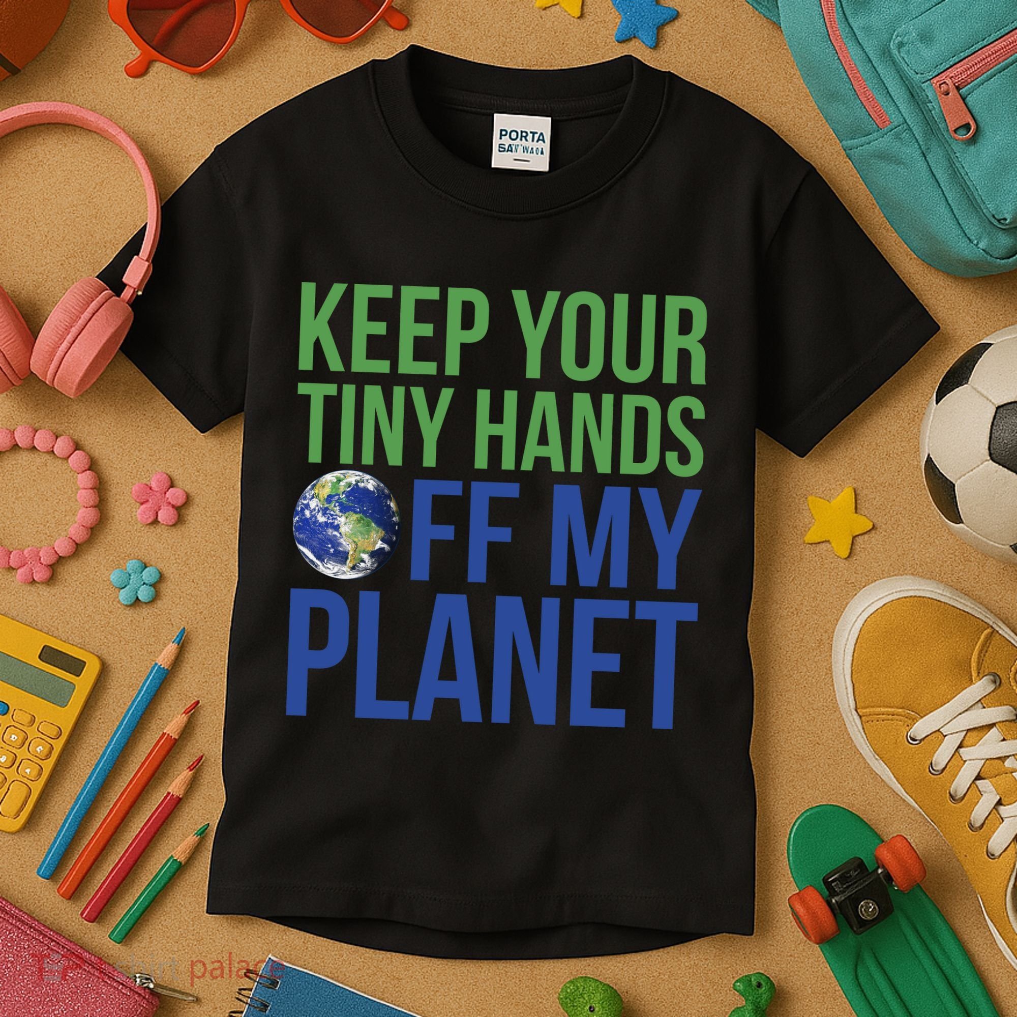 Keep Your Tiny Hads Off My Planet Earth Photo Kids T-Shirt