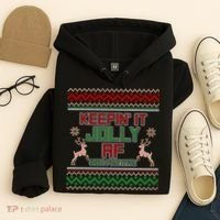 Keepin' It Jolly AF And Festive Ugly Sweater Christmas Hoodie thumb 4