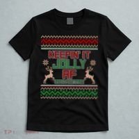 Keepin' It Jolly AF And Festive Ugly Sweater Christmas T-Shirt thumb 5
