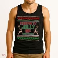 Keepin' It Jolly AF And Festive Ugly Sweater Christmas Tank Top thumb 3