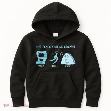 Keeping Friends Scissors Paper Rock Kids Hoodie
