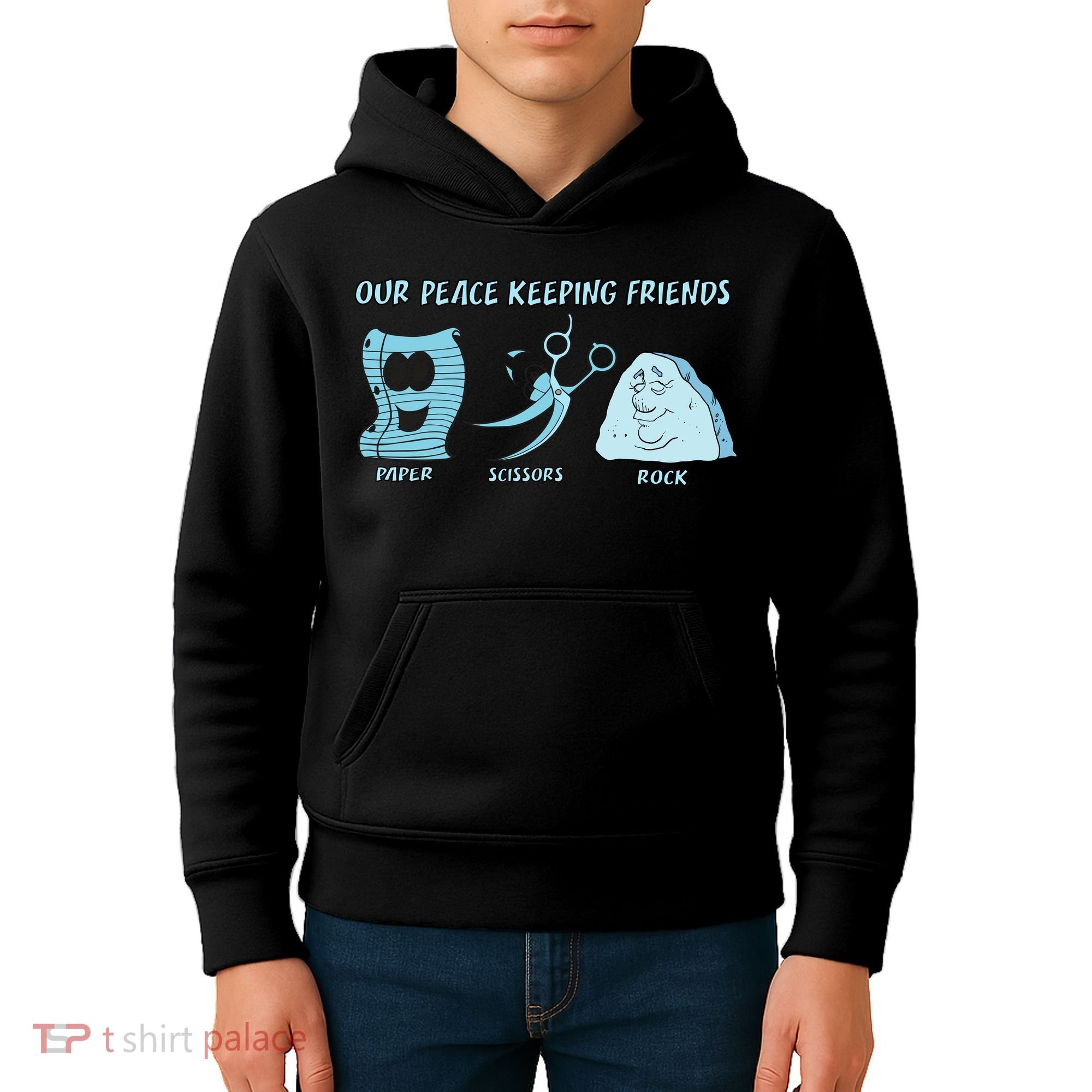 Keeping Friends Scissors Paper Rock Kids Hoodie