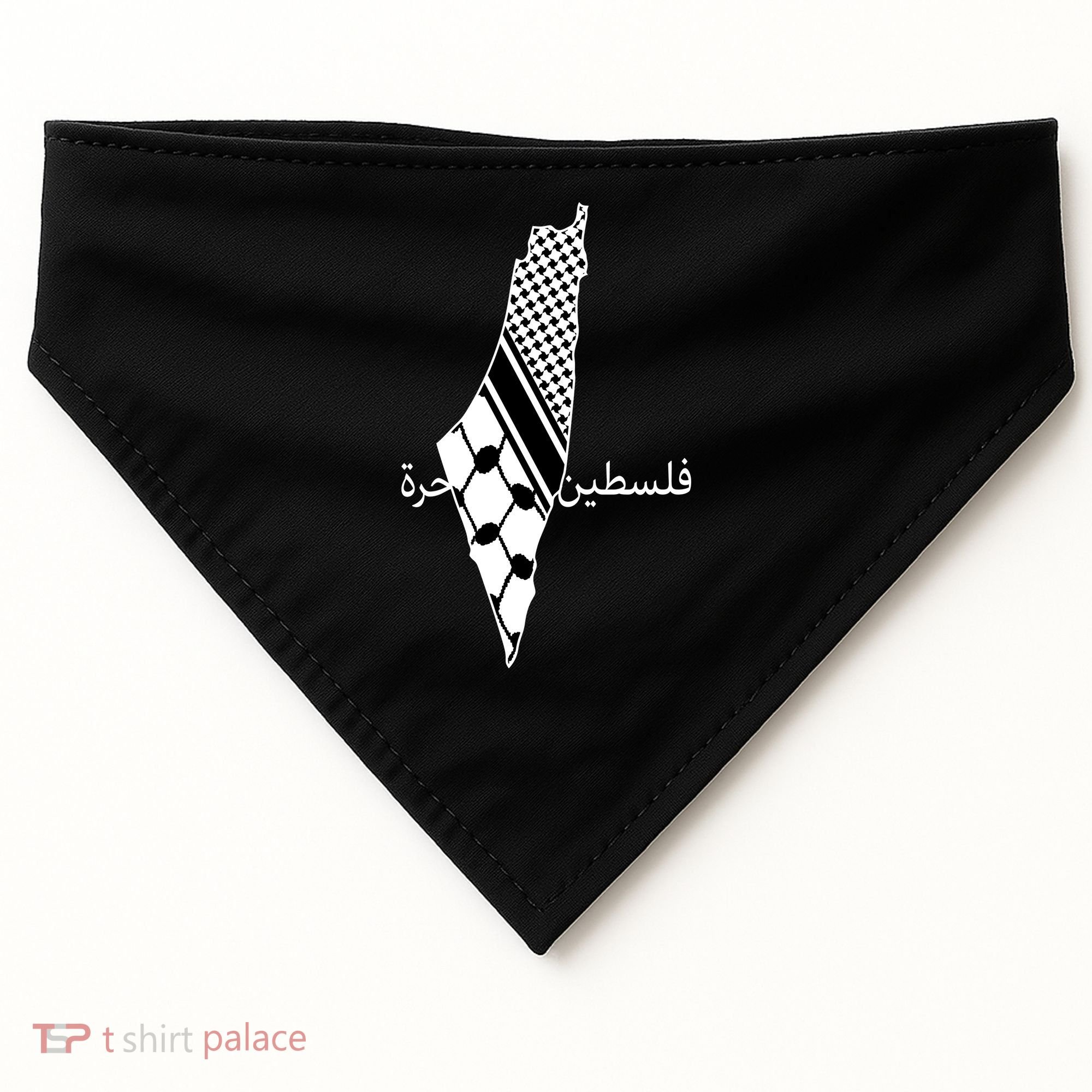 Keffiyeh Scarf Palestine Map Arabic Free Palestine USA-Made Doggie Bandana