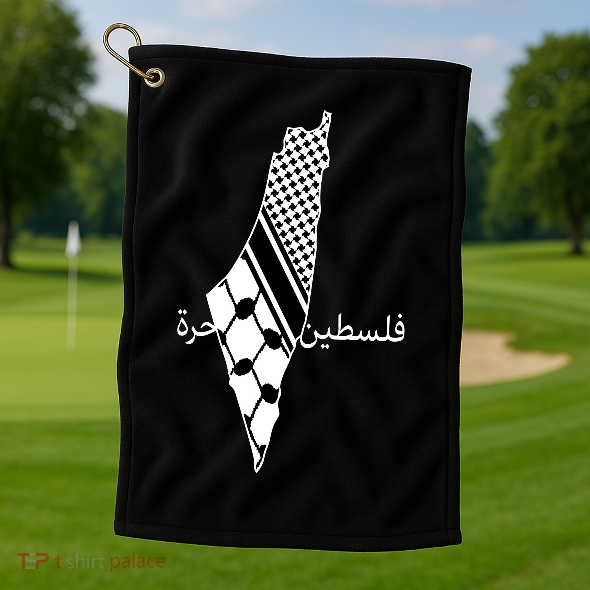 Keffiyeh Scarf Palestine Map Arabic Free Palestine Golf Towel
