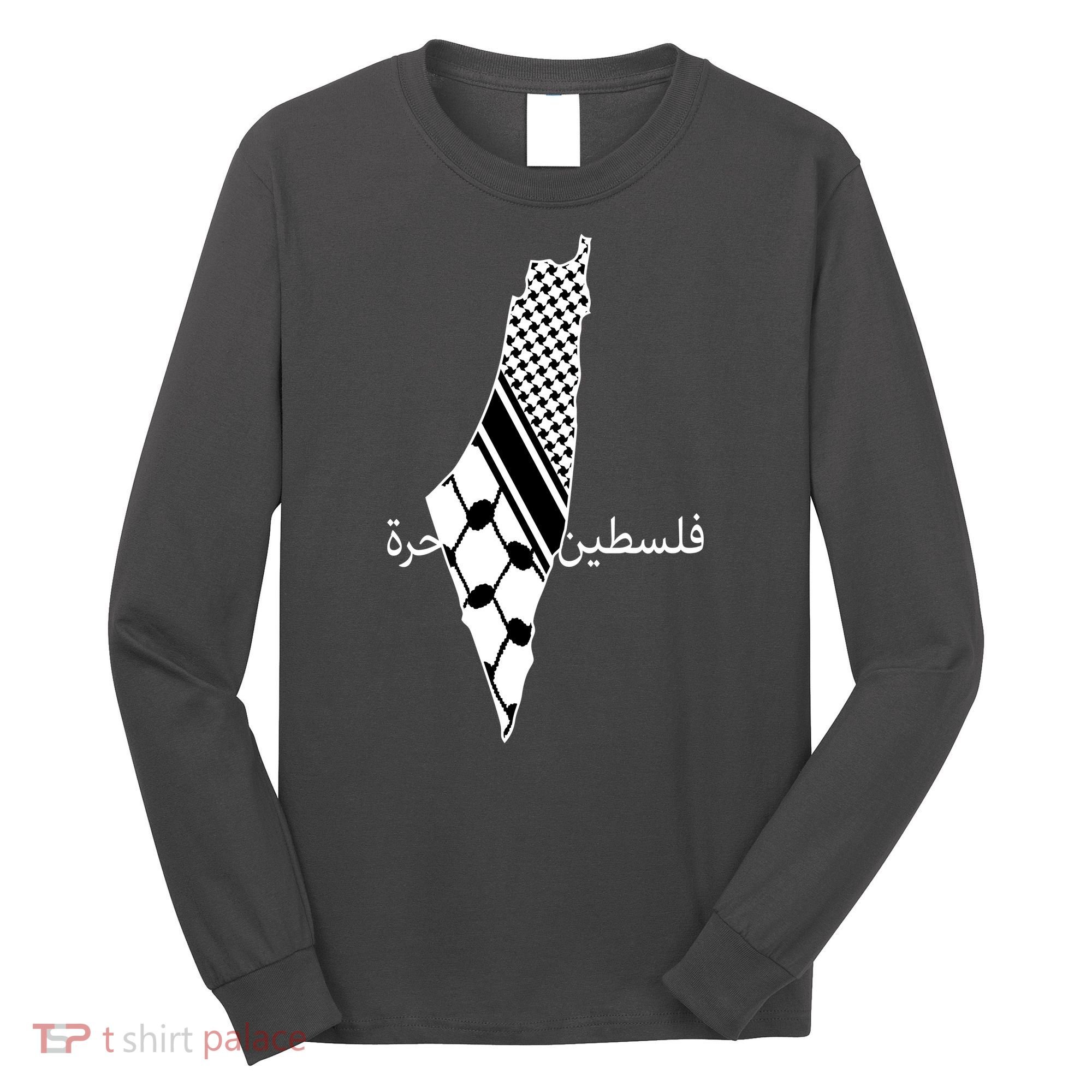 Keffiyeh Scarf Palestine Map Arabic Free Palestine Long Sleeve Shirt