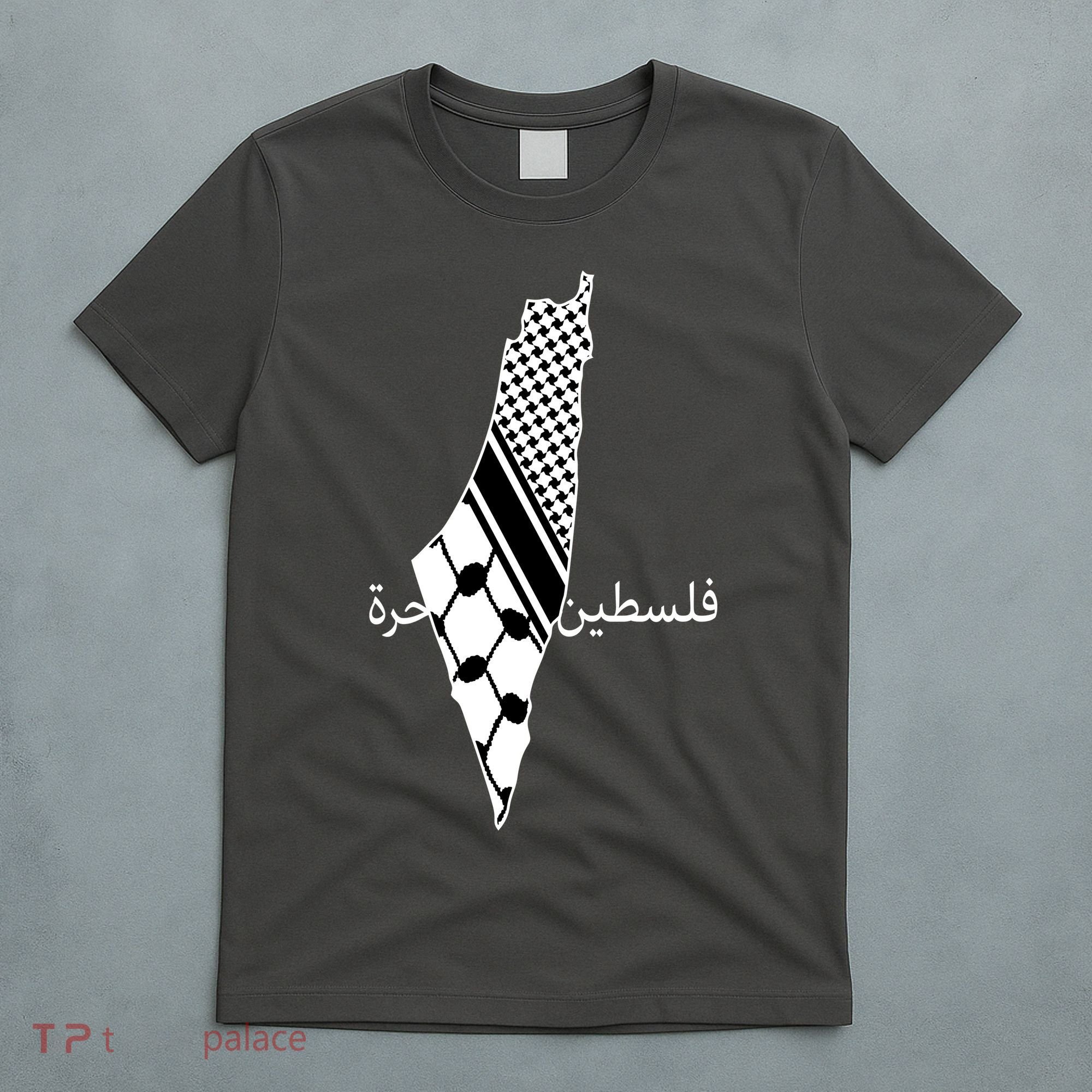 Keffiyeh Scarf Palestine Map Arabic Free Palestine T-Shirt