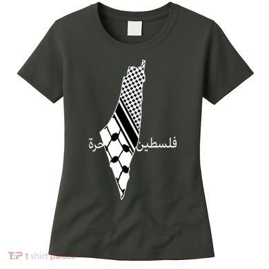 Keffiyeh Scarf Palestine Map Arabic Free Palestine Women's T-Shirt