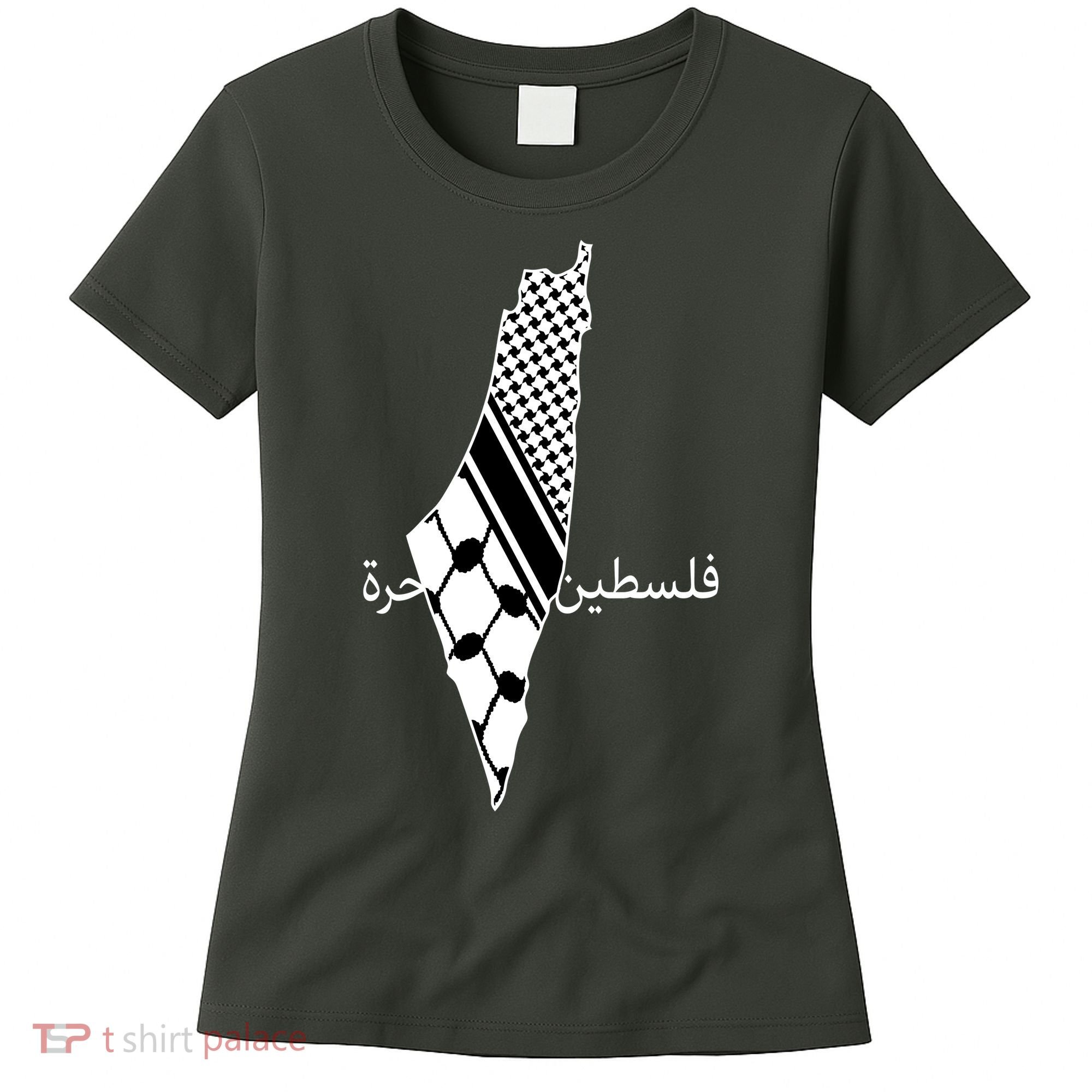 Keffiyeh Scarf Palestine Map Arabic Free Palestine Women's T-Shirt