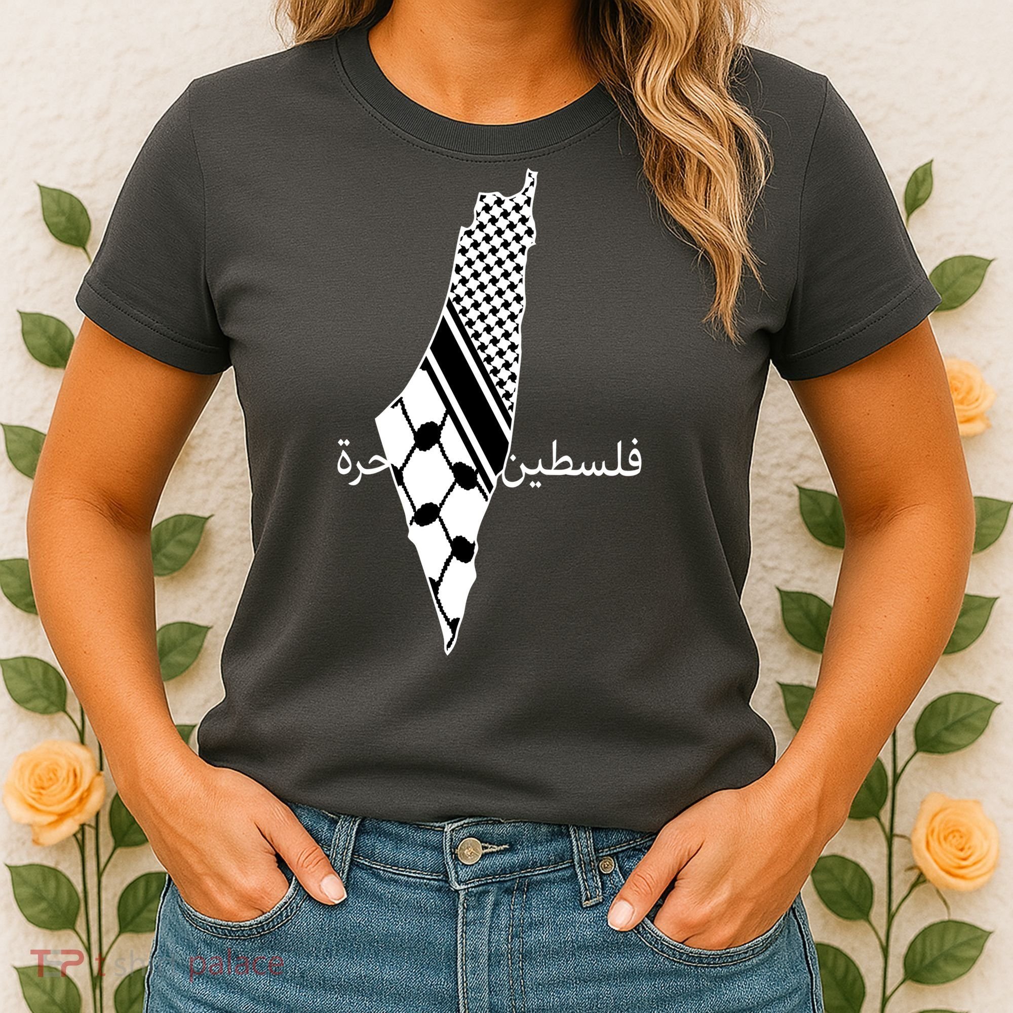 Keffiyeh Scarf Palestine Map Arabic Free Palestine Women's T-Shirt