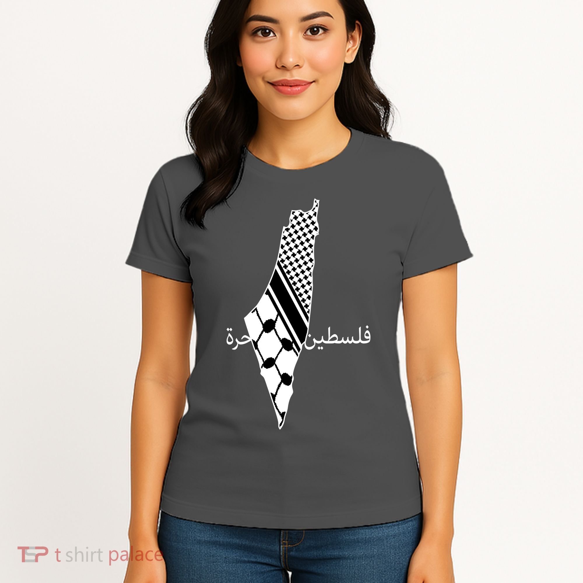 Keffiyeh Scarf Palestine Map Arabic Free Palestine Women's T-Shirt