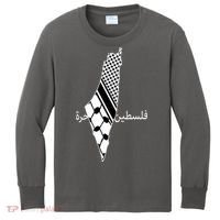 Keffiyeh Scarf Palestine Map Arabic Free Palestine Kids Long Sleeve Shirt thumb 0