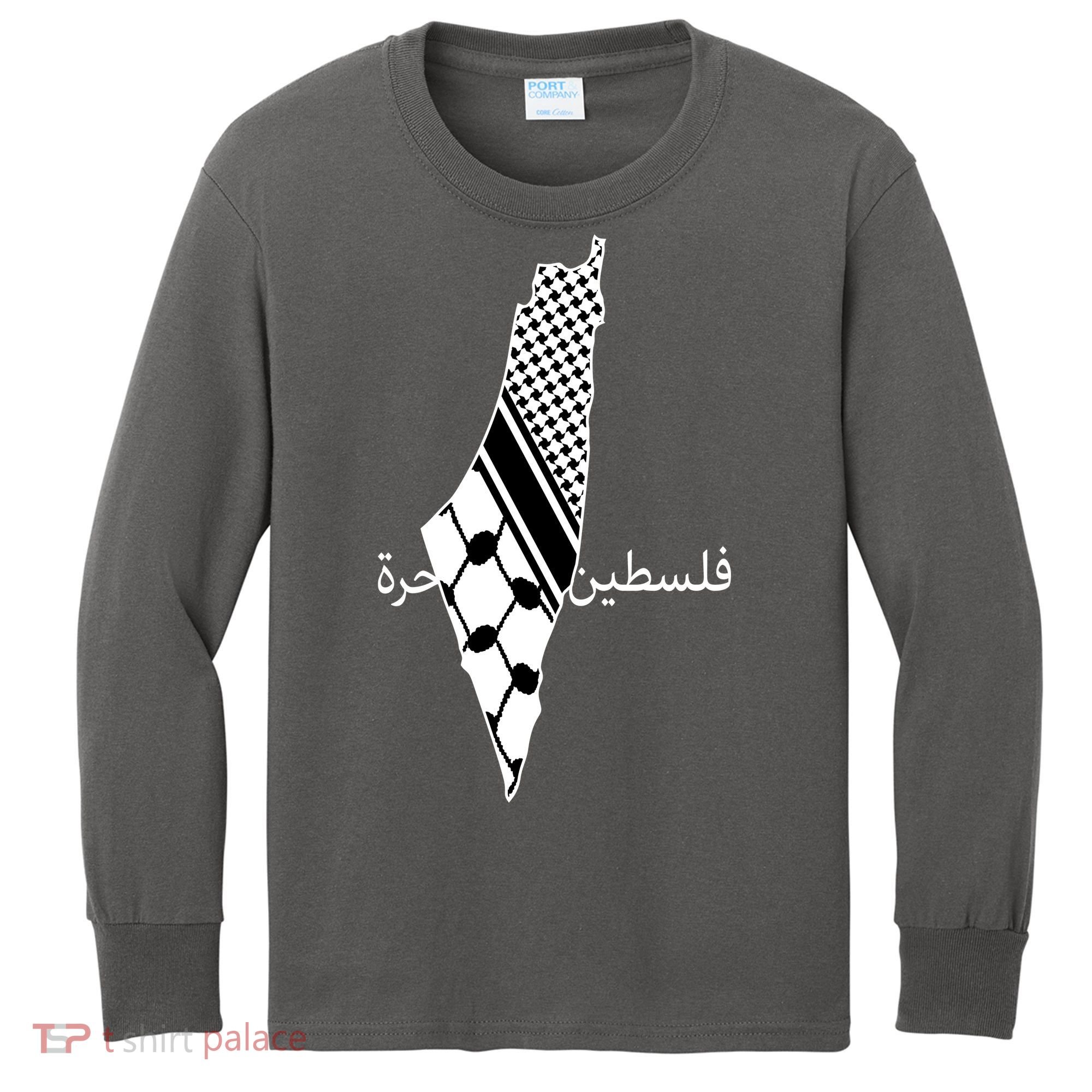 Keffiyeh Scarf Palestine Map Arabic Free Palestine Kids Long Sleeve Shirt