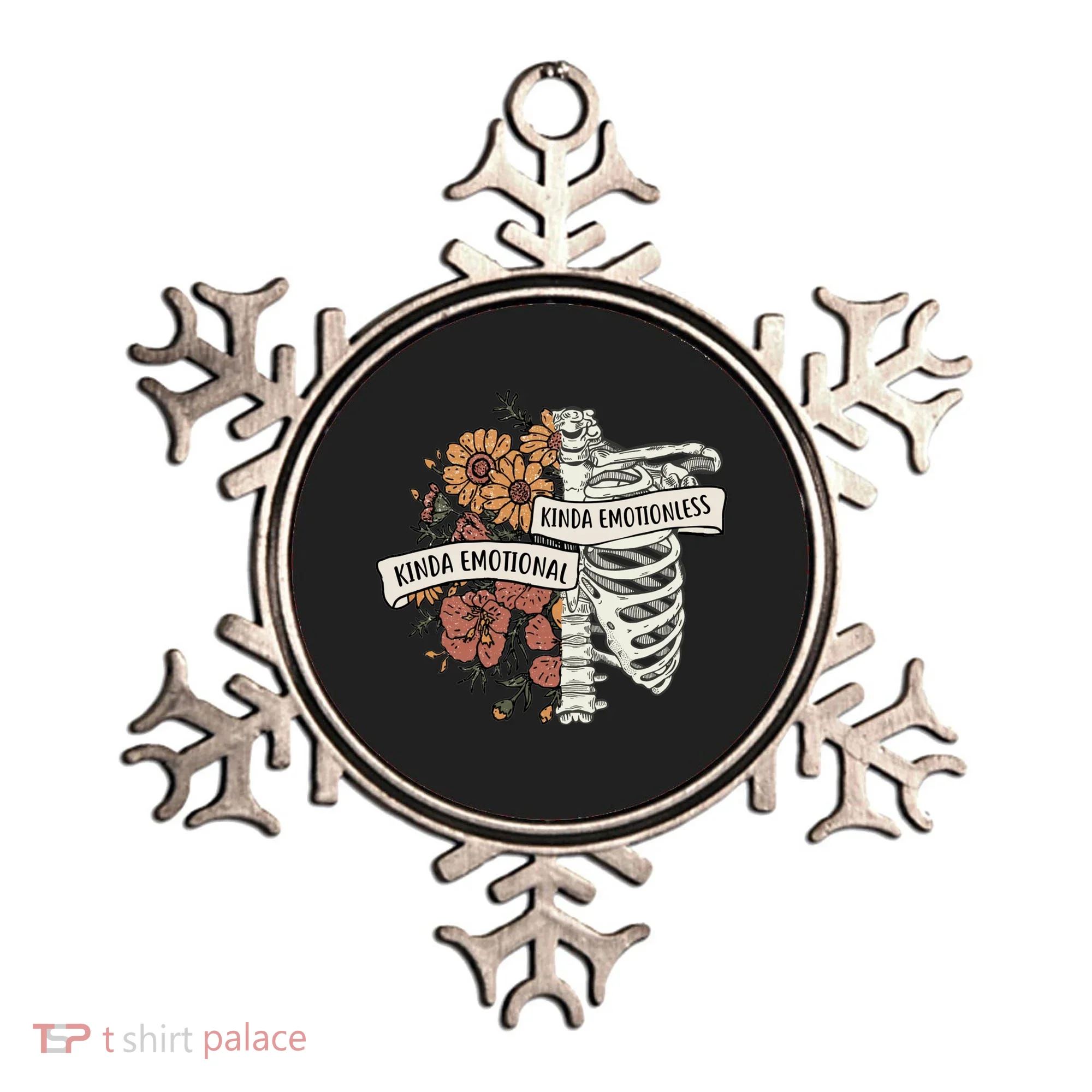 Kinda Emotional Kinda Emotionless Floral Skeleton Gothic Gift Ornament