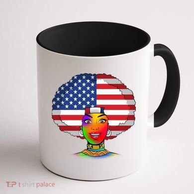 Kente African American Woman Coffee Mug back