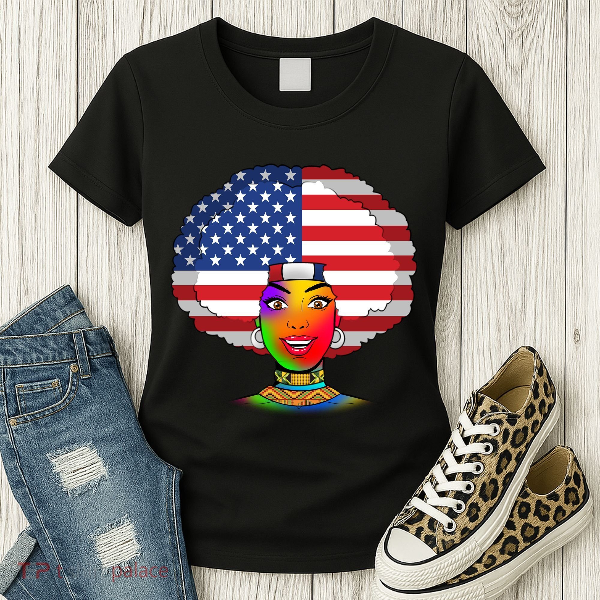 Kente African American Woman Women's T-Shirt
