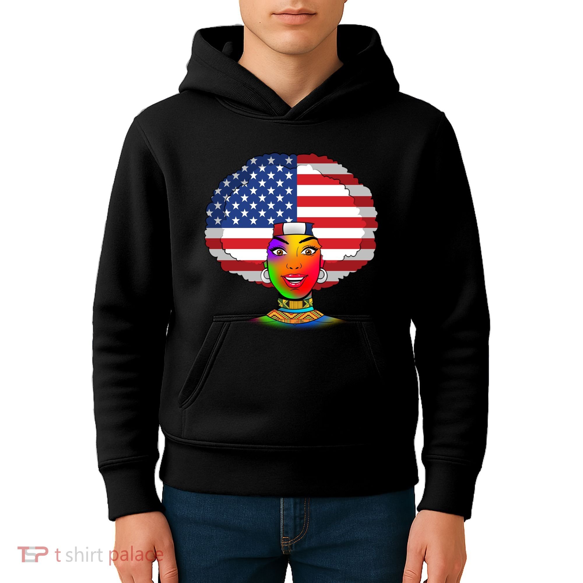 Kente African American Woman Kids Hoodie