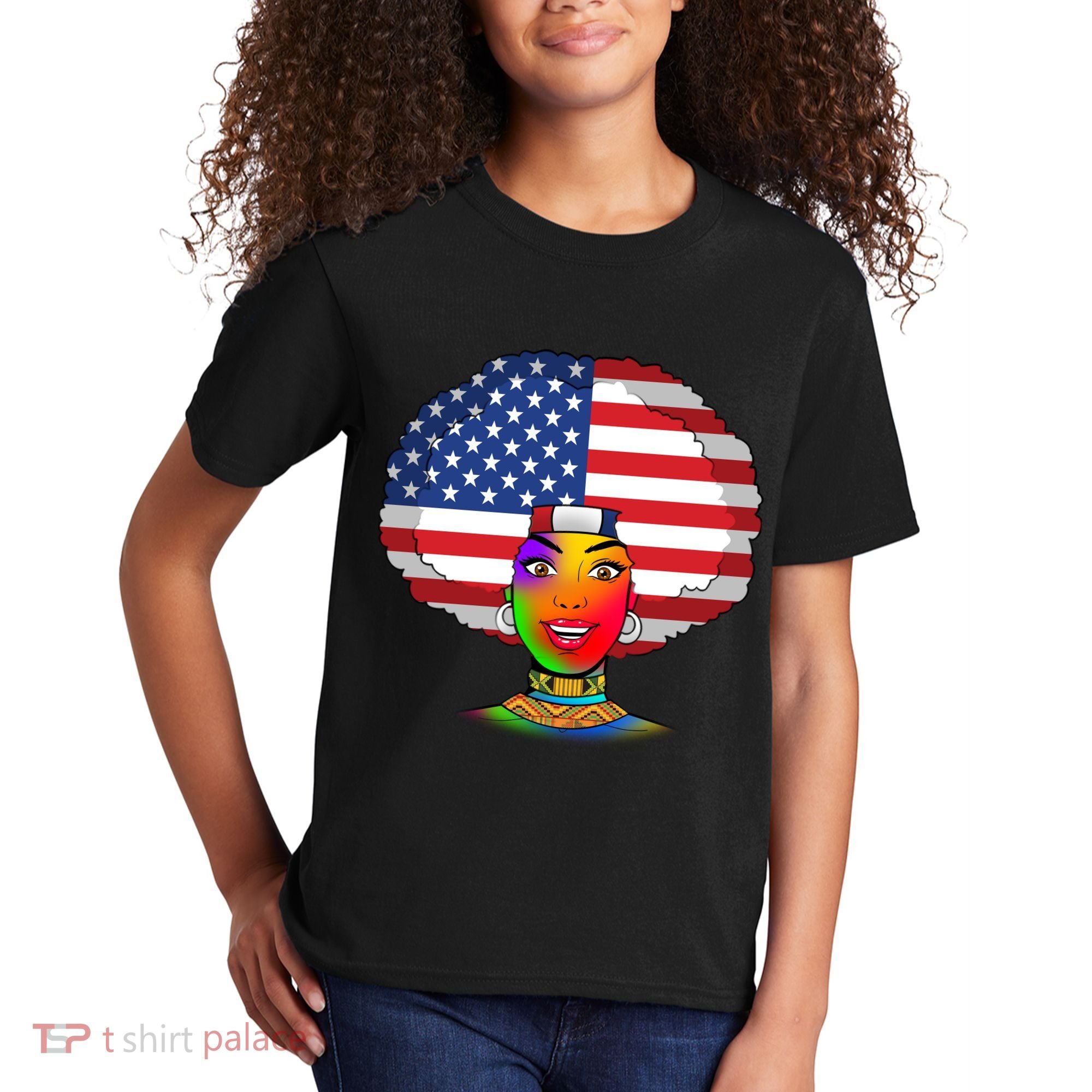 Kente African American Woman Kids T-Shirt