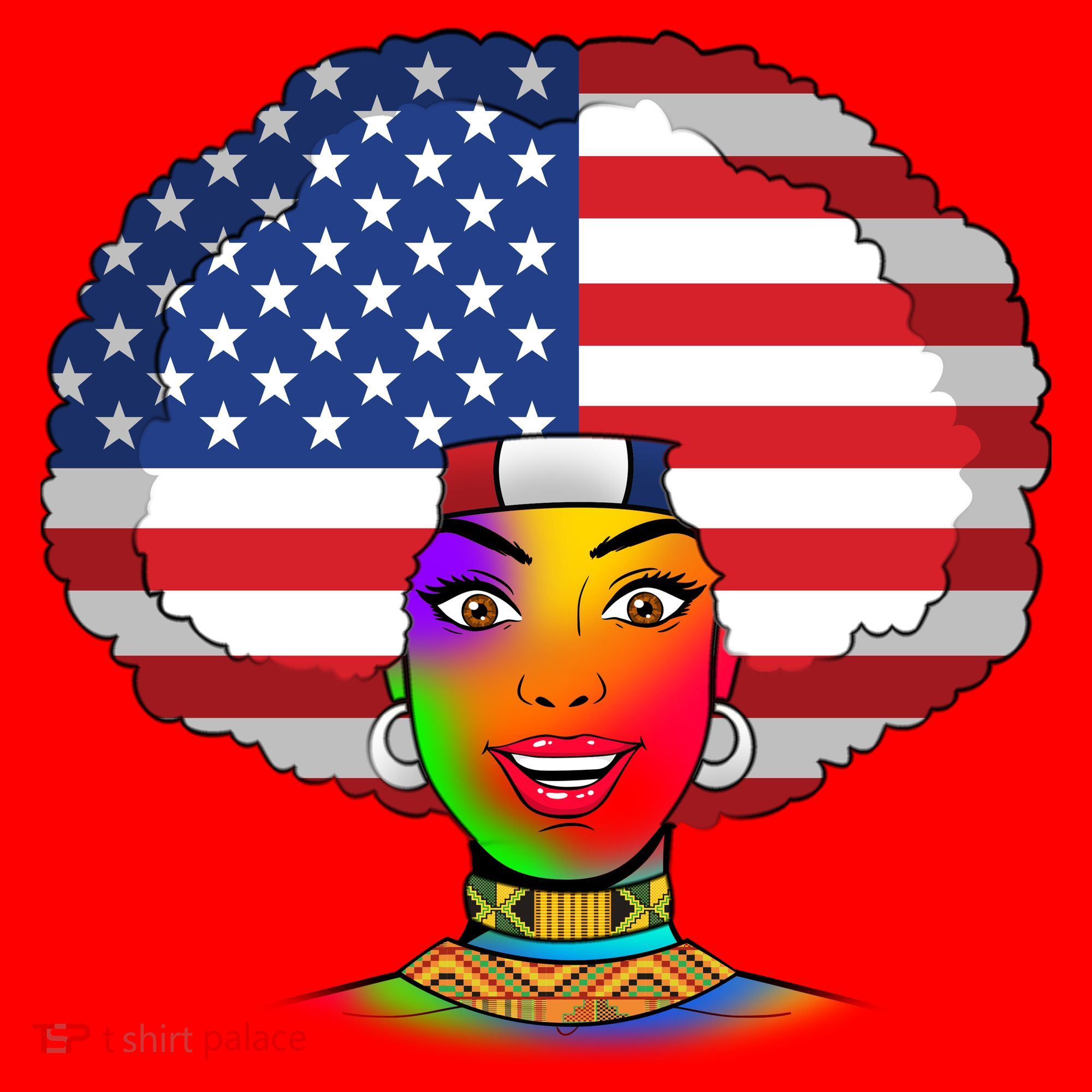 Kente African American Woman Santa Hat