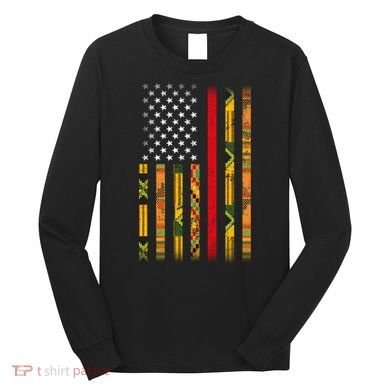 Kente US African American Flag Long Sleeve Shirt