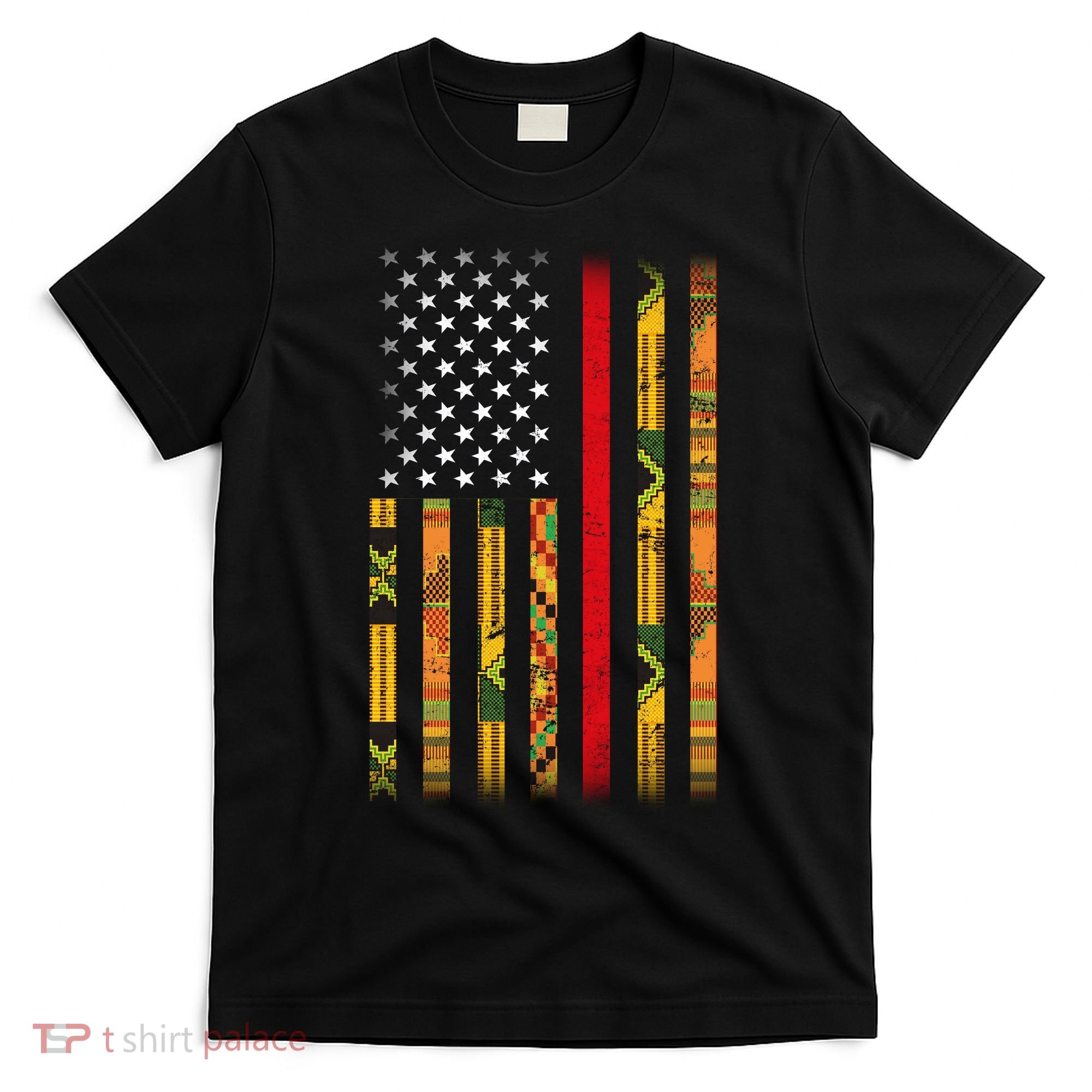 Kente US African American Flag T-Shirt