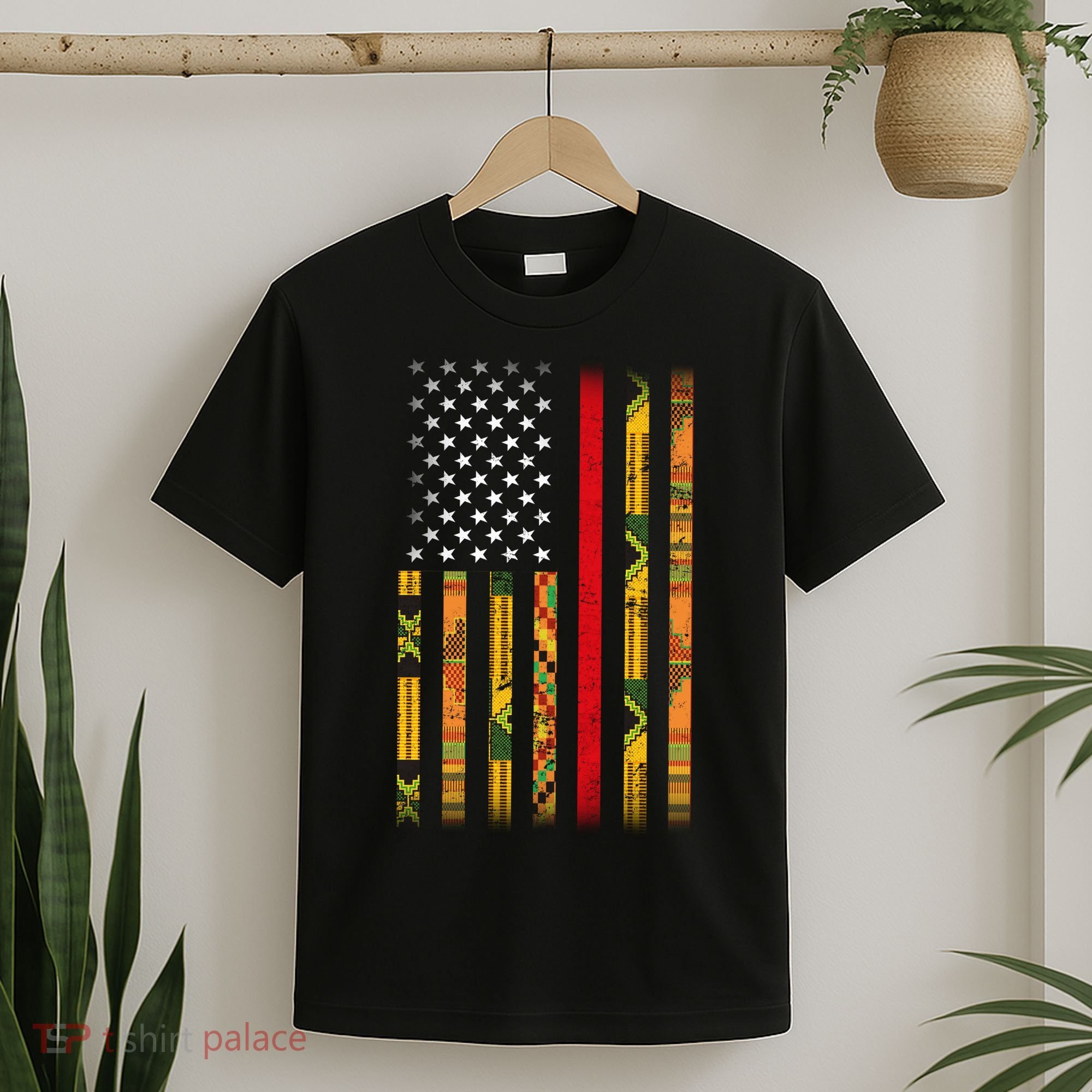 Kente US African American Flag T-Shirt