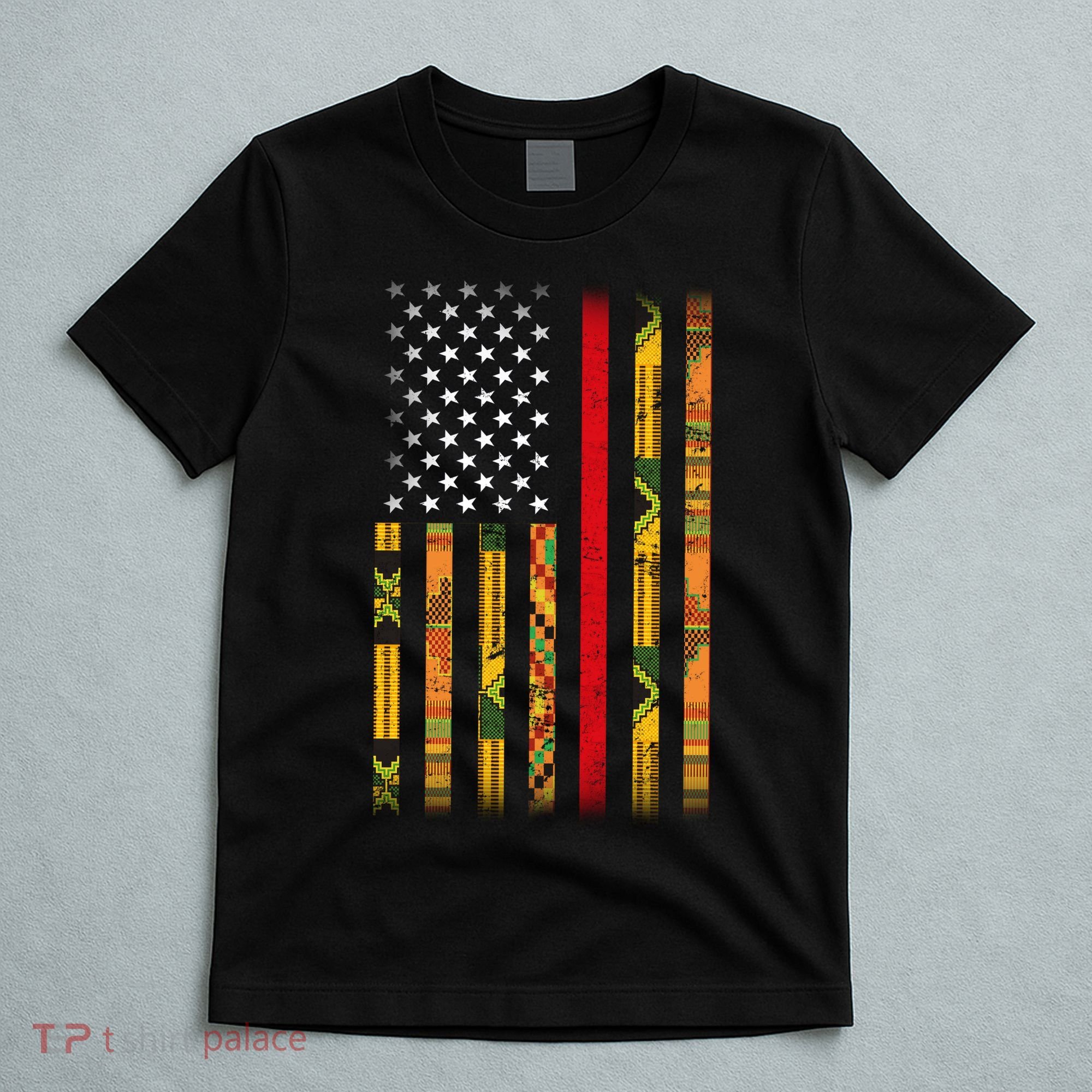 Kente US African American Flag T-Shirt