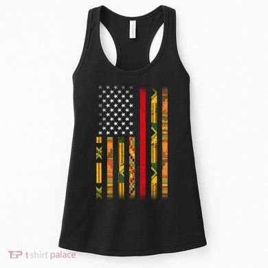 Kente US African American Flag Women's Tank Top