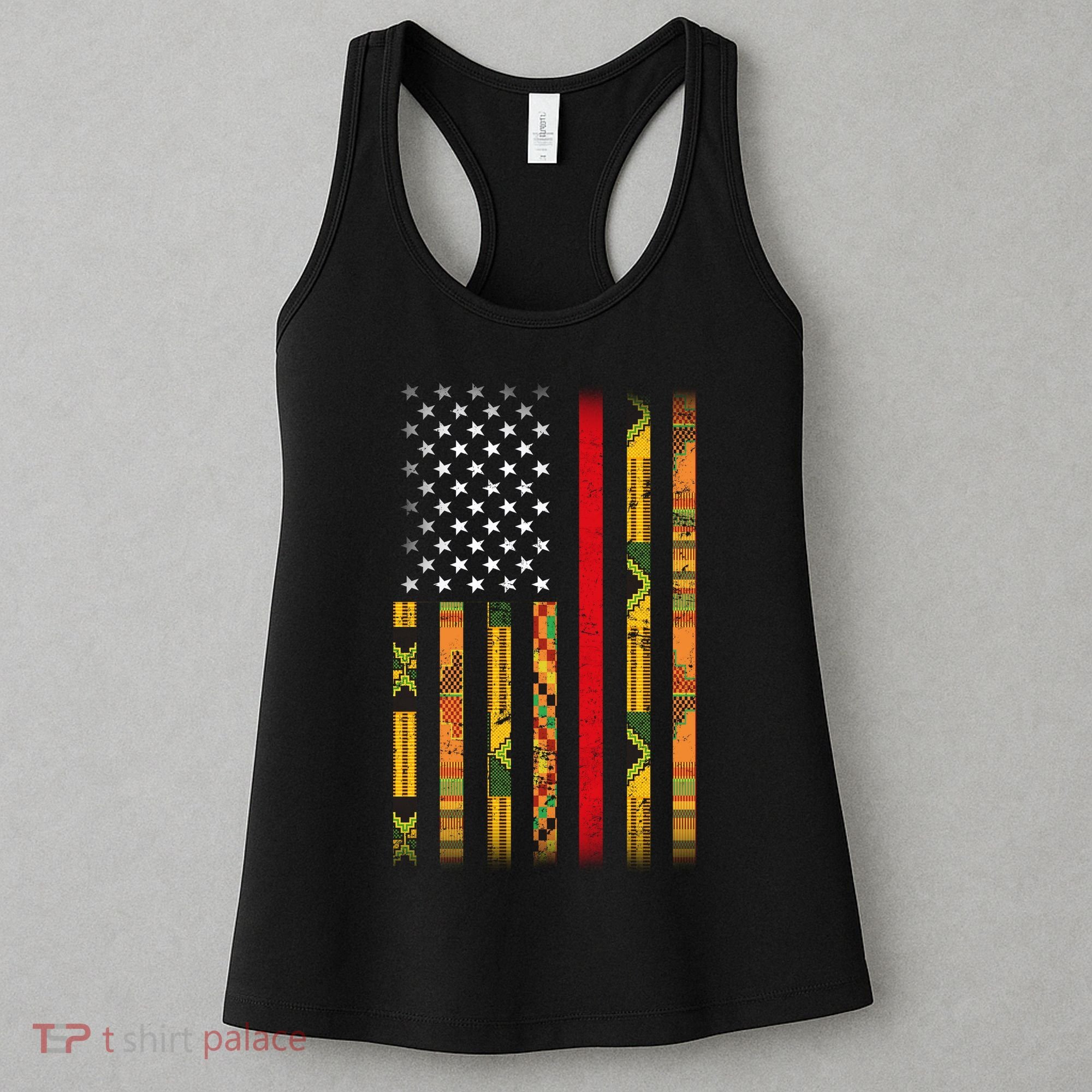 Kente US African American Flag Women's Tank Top