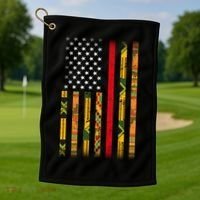 Kente US African American Flag Golf Towel thumb 1