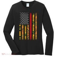 Kente US African American Flag Women's Long Sleeve Shirt thumb 0