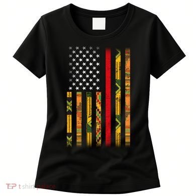 Kente US African American Flag Women's T-Shirt