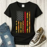 Kente US African American Flag Women's T-Shirt thumb 3