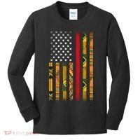 Kente US African American Flag Kids Long Sleeve Shirt thumb 0
