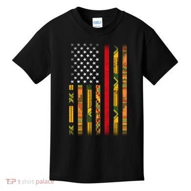 Kente US African American Flag Kids T-Shirt