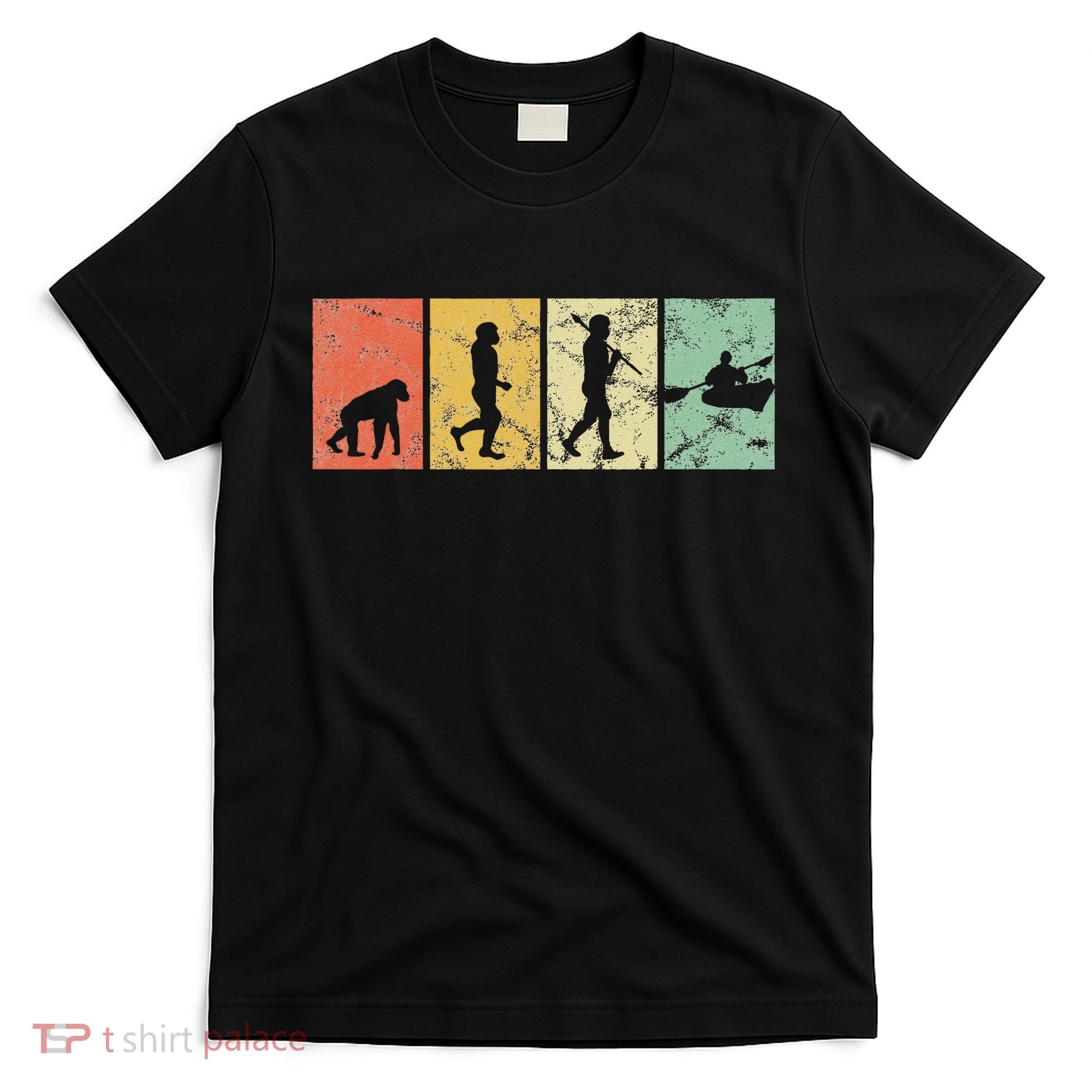 Kayak Evolution Of Man Kayaking Funny Retro Vintage 70s 80s T-Shirt
