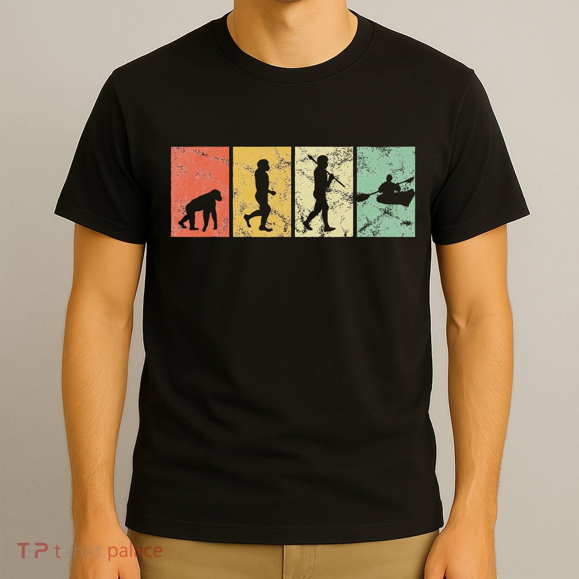 Kayak Evolution Of Man Kayaking Funny Retro Vintage 70s 80s T-Shirt