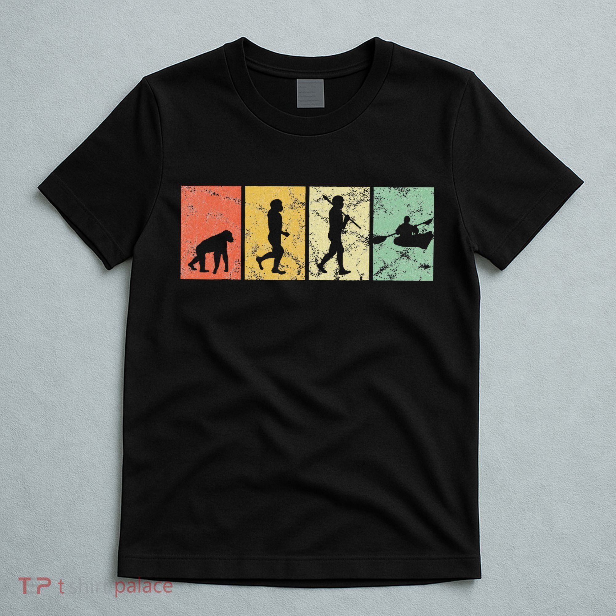 Kayak Evolution Of Man Kayaking Funny Retro Vintage 70s 80s T-Shirt